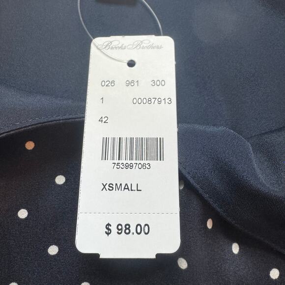 NWT $98 Brooks Brothers Red Fleece Women's Silk Tank Top XS‎ Blue Polka Dot Y2K - Picture 5 of 8